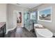 The bathroom offers a soaking tub, glass shower, and a walk-in closet at 5386 Bluestone Cir, Mableton, GA 30126