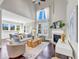 Spacious living room featuring a fireplace, tall windows, and an open floor plan at 5386 Bluestone Cir, Mableton, GA 30126