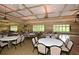Expansive ballroom illuminated by chandeliers and fan lighting, ideal for events and gatherings with multiple tables at 722 Laurel Canyon Pkwy, Canton, GA 30114