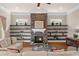Cozy living room fireplace with stone surround, decorative shelving, and ample seating at 722 Laurel Canyon Pkwy, Canton, GA 30114