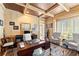 Elegant office with wood-paneled walls, coffered ceiling, and a stately desk, perfect for work at 2314 Edgemere Lake Cir, Marietta, GA 30062