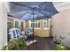 Cozy patio featuring outdoor seating, a shade umbrella, and lush greenery, perfect for relaxing outdoors at 2314 Edgemere Lake Cir, Marietta, GA 30062