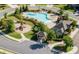 Aerial view of the community pool and park at 5530 Lacebark Pine Ct, Cumming, GA 30040