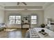 Bright main bedroom with wood floors, tray ceiling, and large windows providing a relaxing atmosphere at 717 Farmstead Rd, Suwanee, GA 30024
