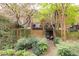 Backyard brick patio surrounded by mature trees and landscaping offering a private retreat at 105 Jefferson Cir, Sandy Springs, GA 30328