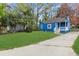 Charming blue home with a well-maintained front lawn and a concrete driveway at 5074 Park Ave, Forest Park, GA 30297