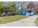Charming blue cottage-style home with a well-maintained front lawn and a concrete driveway at 5074 Park Ave, Forest Park, GA 30297