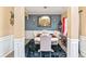 Inviting dining room with modern lighting and seating for six at 7847 Wrotham Cir, Atlanta, GA 30349