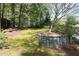 Secluded backyard oasis with mature trees, grassy area, and a charming stone planter at 1209 The By Ne Way, Atlanta, GA 30306