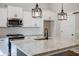 Kitchen featuring granite countertops, subway tile backsplash, and stainless steel appliances at 5328 Monticello Dr, Villa Rica, GA 30180