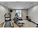 Carpeted home gym with workout equipment, a wall-mounted TV, and natural light at 3201 Lenox Rd Ne # 13, Atlanta, GA 30324
