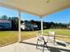 Covered back patio with chairs, perfect for outdoor seating and enjoying the backyard view at 7665 Easton Valley Ln, Cumming, GA 30028