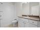 Clean bathroom featuring white subway tiles in the shower, vanity with a sink and ample storage space at 3820 Havenrock Dr, Marietta, GA 30066
