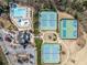 Aerial view of community amenities including pool, tennis courts, basketball court and playground at 5965 Ellington Cv, Cumming, GA 30040