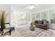 Spacious living room with modern decor, bright windows and fireplace at 2516 Woolwich Nw Ct, Acworth, GA 30101
