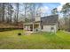 View of the home's covered patio and flat backyard at 300 Lakeside Dr, Covington, GA 30016