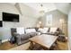 Bright living room featuring a comfortable couch, large screen television, and a wooden coffee table at 3227 Aviary Nw Ct, Acworth, GA 30101