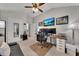 Brightly lit bedroom with neutral walls, modern decor and ample desk space at 4927 Magnolia Cottage Way, Acworth, GA 30101