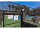 Fenced tennis court with a well-maintained surface and clearly posted court rules at 4186 Argonne Dr, Villa Rica, GA 30180