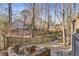 Spacious backyard featuring a fire pit with stone surround and wooded views at 4519 Glenforest Ne Dr, Roswell, GA 30075