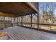 Outdoor deck space, perfect for entertaining, with a view of the fenced backyard and wooded surroundings at 4519 Glenforest Ne Dr, Roswell, GA 30075