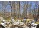Inviting backyard firepit area with seating, perfect for outdoor gatherings and enjoying the serene wooded surroundings at 3225 Suffolk Dr, Cumming, GA 30041