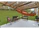 Back patio with outdoor seating and view of the backyard at 6350 Lantana Village Way, Cumming, GA 30028