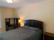 Bedroom with a comfy bed set, a workspace with a desk, and large windows to provide natural light at 3259 S Pointe Ct, Atlanta, GA 30340