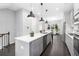 Modern kitchen with a large island, stainless steel appliances, and stylish pendant lighting at 3933 Danube Ln # 224, Atlanta, GA 30339