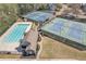 Aerial view of community pool and tennis courts at 1055 Crabapple Parc Dr, Roswell, GA 30076
