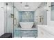 Bathroom featuring an elegant tub inside the glass shower with rain-style showerhead at 1601 Sycamore Nw Dr, Kennesaw, GA 30152