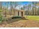 Exterior view of a storage shed with a small window and door in a wooded area at 4670 Sundridge Trl, Fairburn, GA 30213