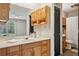 Bright bathroom vanity with wooden cabinets and natural light at 302 Vinson Mountain Loop, Rockmart, GA 30153