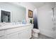 Bright bathroom features white subway tile, shower and tub at 1821 Huntington Hills Nw Ln, Atlanta, GA 30309
