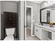 Bathroom featuring a vanity and toilet with modern fixtures and finishes at 4248 Brighton Nw Way, Kennesaw, GA 30144