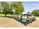 Fleet of golf carts ready for residents and guests to enjoy the beautiful golf course at 8166 N Pine Cone Dr, Villa Rica, GA 30180