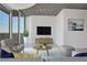 Cozy living room featuring modern furnishings, stylish decor, and access to a scenic balcony at 855 Peachtree Ne St # 2812, Atlanta, GA 30308