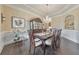 Elegant dining room with hardwood floors, a chandelier, and sophisticated furnishings at 1438 Kings Park Nw Dr, Kennesaw, GA 30152