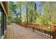 Spacious wood deck with railing overlooks lush greenery, perfect for outdoor entertaining at 4983 Odins Way, Marietta, GA 30068
