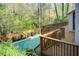 Backyard view with a wooden deck overlooking swimming pool at 4983 Odins Way, Marietta, GA 30068