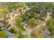 Aerial view of a neighborhood with mature trees, well-maintained homes, and lush landscaping at 730 Denmead Se Ml, Marietta, GA 30067