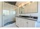 Modern bathroom with a glass-enclosed shower, double vanity, and sleek fixtures at 3055 Alston Dr, Decatur, GA 30032