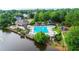 Aerial view of community pool, playground and surrounding neighborhood at 12350 Edenwilde Dr, Roswell, GA 30075