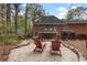 View of the backyard with patio seating, green landscaping, and a hot tub at 8920 Willowbrae Ln, Roswell, GA 30076