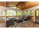 Relaxing screened porch with stylish furniture, ceiling fan and wood ceiling at 3110 Dickson Ne St, Brookhaven, GA 30319