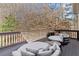 Spacious deck with cozy outdoor seating and serene wooded views at 8610 Sentinae Chase Dr, Roswell, GA 30076