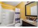 Full bathroom featuring tile flooring, and granite counters at 308 Paper Woods Dr, Lawrenceville, GA 30046