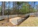 Backyard court featuring a basketball hoop and concrete surface surrounded by fencing at 2296 Raven Cir, Lithonia, GA 30058