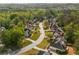 Beautiful aerial view of a suburban neighborhood featuring tree-lined streets and manicured lawns, creating a picturesque setting at 500 Meadowmeade Ln, Lawrenceville, GA 30043