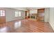 Bright living room with hardwood floors, fireplace, and built-in bookshelves at 728 Slew Ave, Lawrenceville, GA 30043